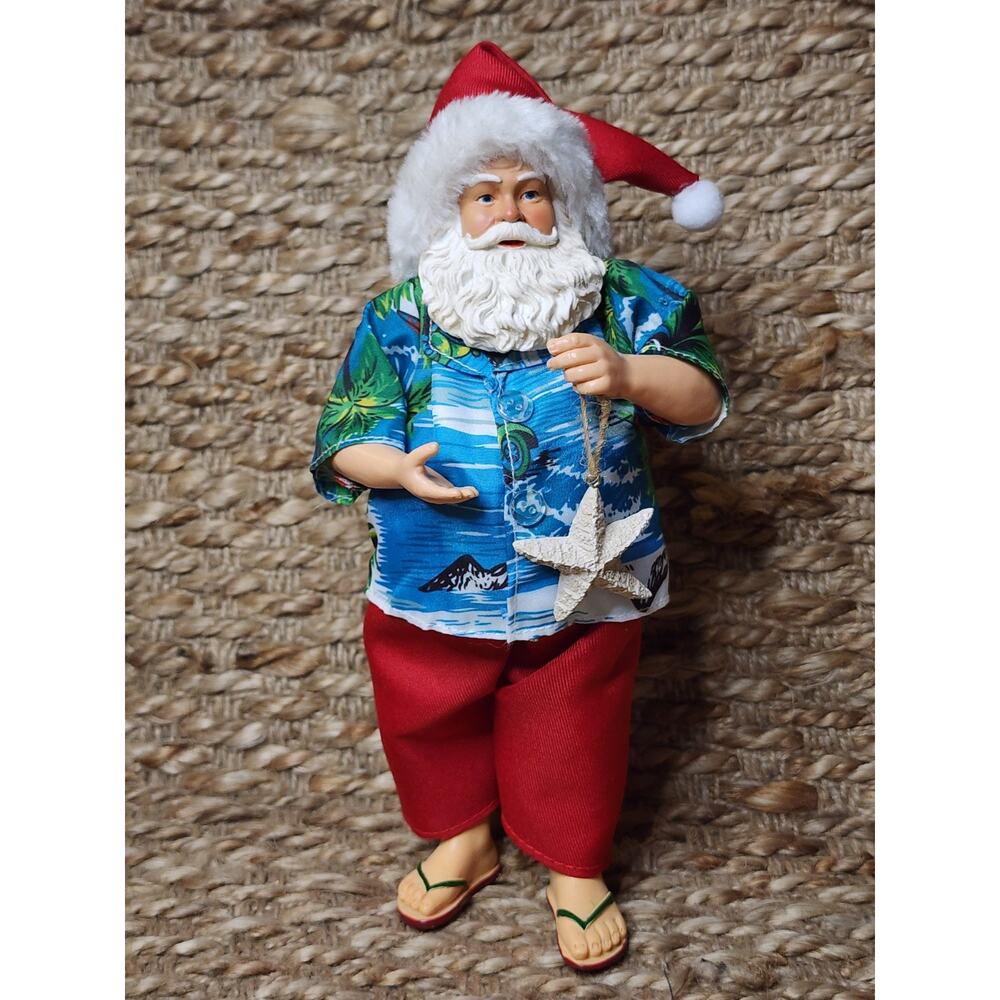 Santa's Workshop 10. 5" Christmas Beach Santa Hawaiian Shirt Coastal Starfish